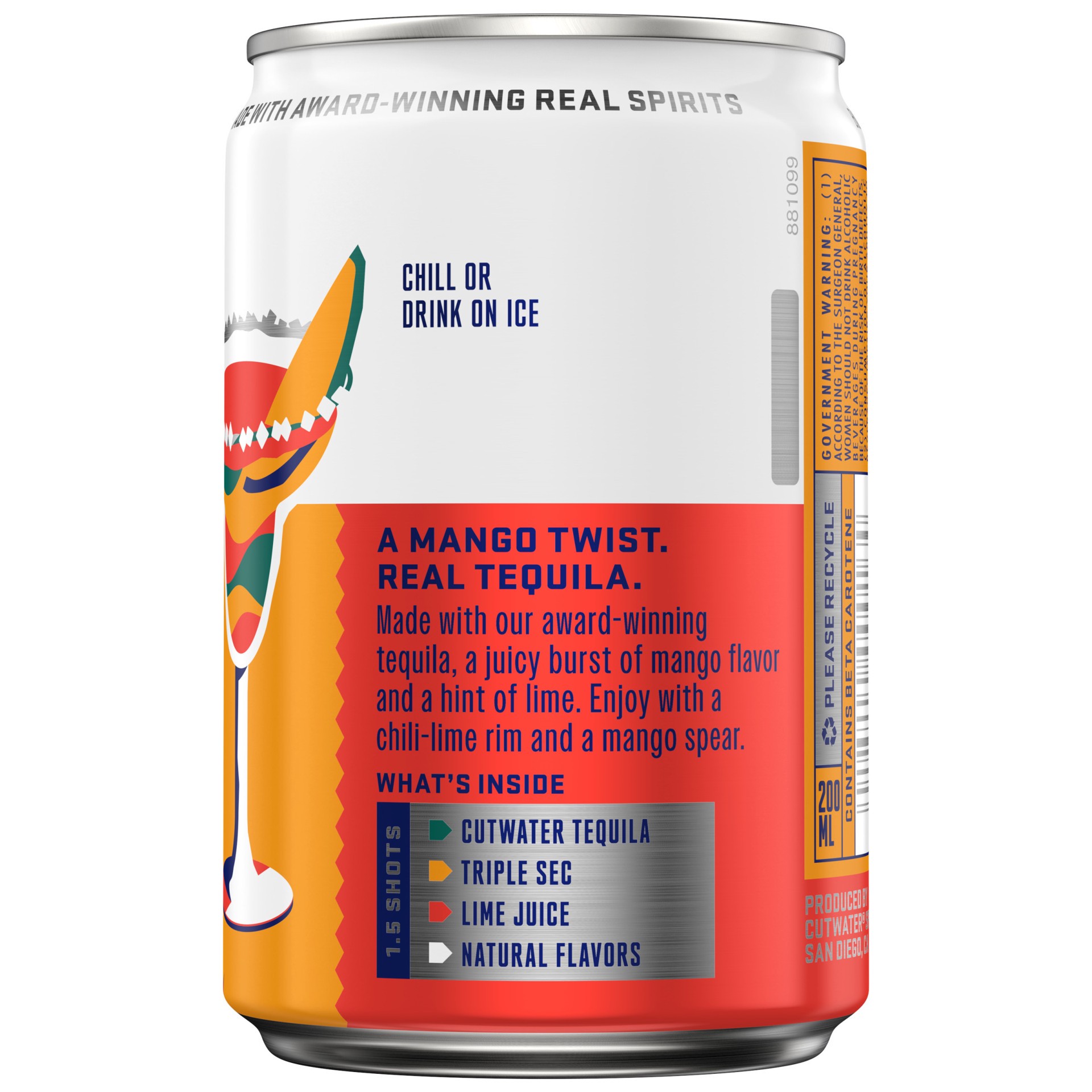 slide 2 of 7, Cutwater Spirits Tequila Mango Margarita 200 ml Can, 200 ml