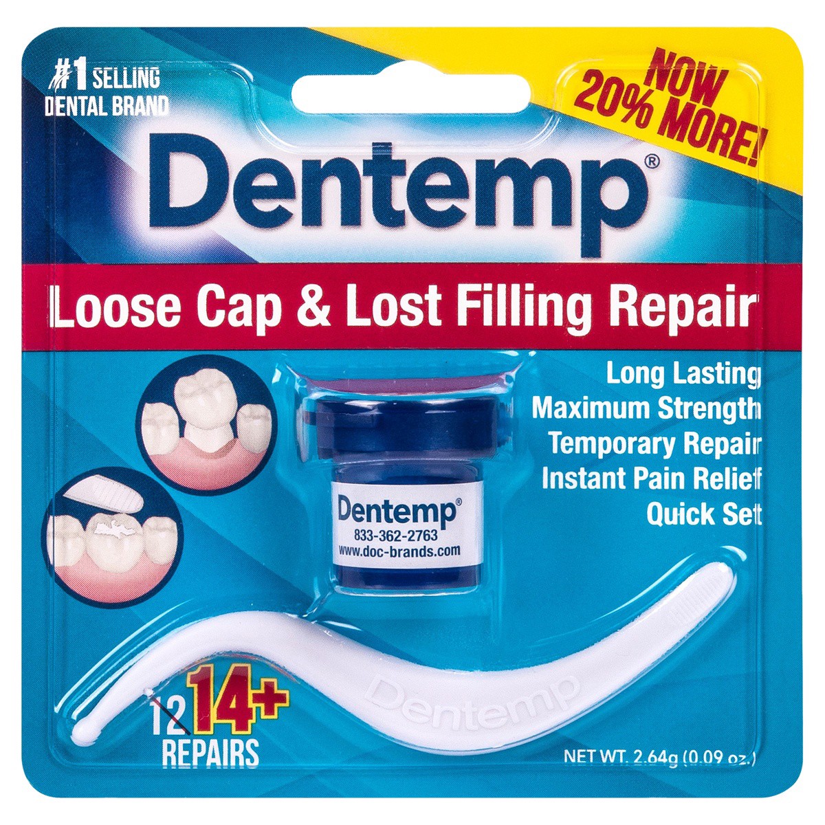 slide 1 of 7, Dentemp Loose Cap & Lost Filling Repair Cement, 0.08 oz