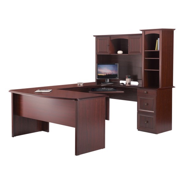 slide 2 of 2, Realspace® Broadstreet 65""W Hutch For U-Shaped Desk, Cherry, 1 ct