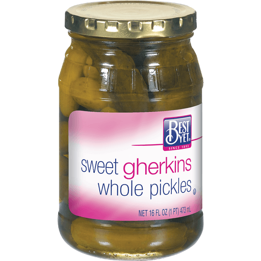 slide 1 of 1, Best Yet Whole Sweet Gherkins, 16 oz