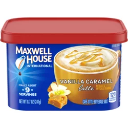 Maxwell House International Vanilla Caramel Latte Café-Style Instant Coffee Beverage Mix ister - 8.7 oz