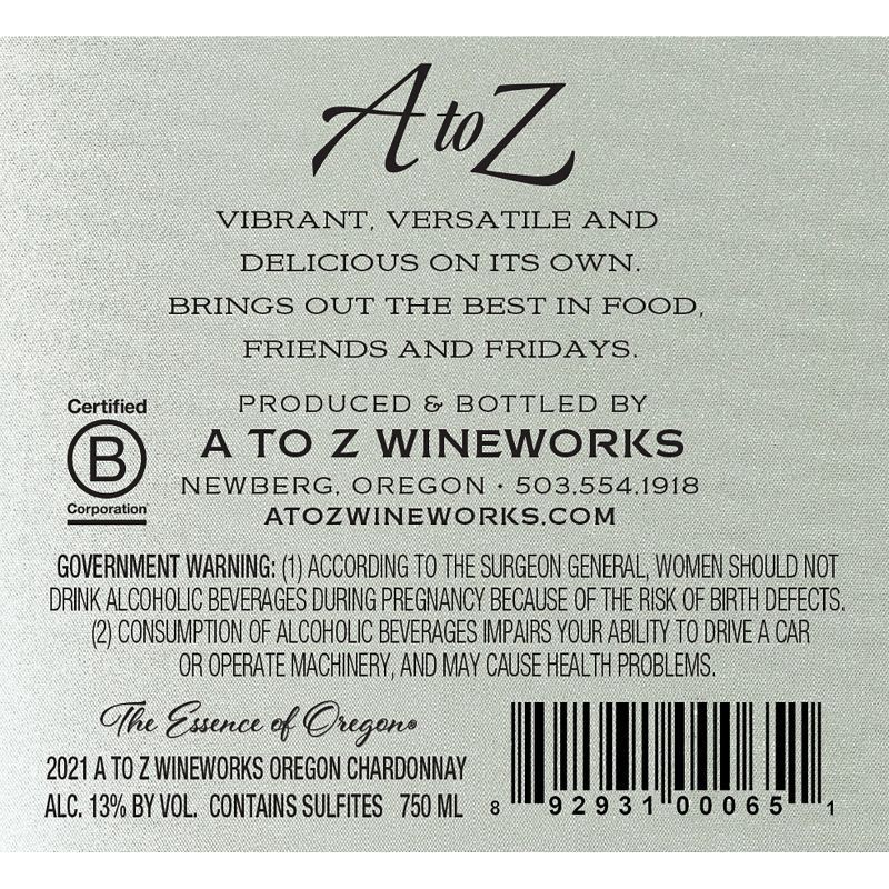 slide 3 of 5, A To Z Oregon Chardonnay White Wine, 750 ml