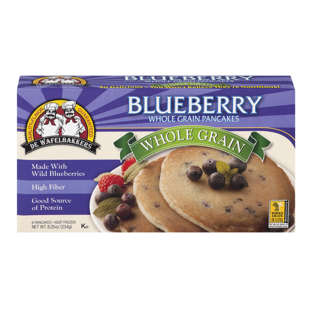 slide 1 of 1, De Wafelbakkers Whole Grain Blueberry Pancake, 6 ct; 8.4 oz