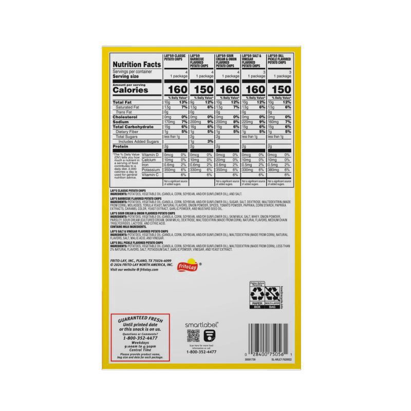 slide 3 of 5, Lay's Frito-Lay Lay's Mix Potato Chips Variety Pack - 18ct/18oz, 18 ct; 18 oz