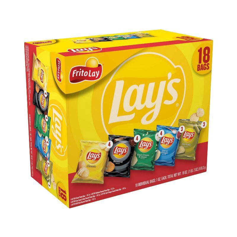 slide 5 of 5, Lay's Frito-Lay Lay's Mix Potato Chips Variety Pack - 18ct/18oz, 18 ct; 18 oz