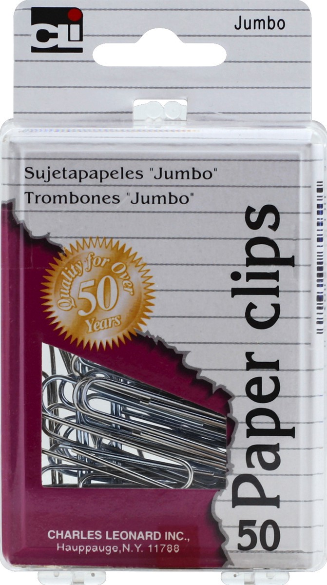 slide 6 of 7, Charles Leonard Paper Clips Jumbo Silver, 