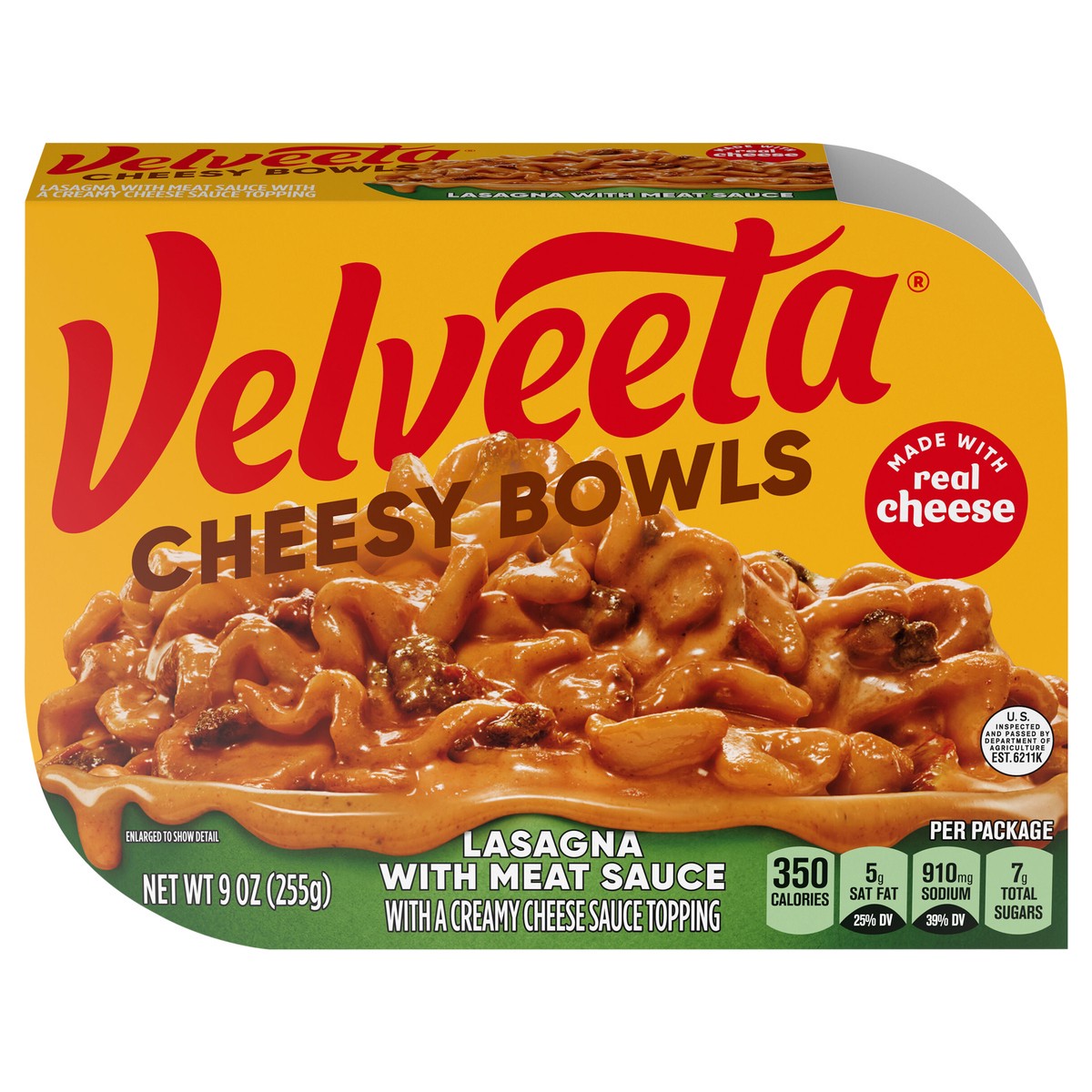 slide 1 of 11, Velveeta Cheesy Bowls Lasagna with Meat Sauce Microwave Meal, 9 oz Tray, 9 oz