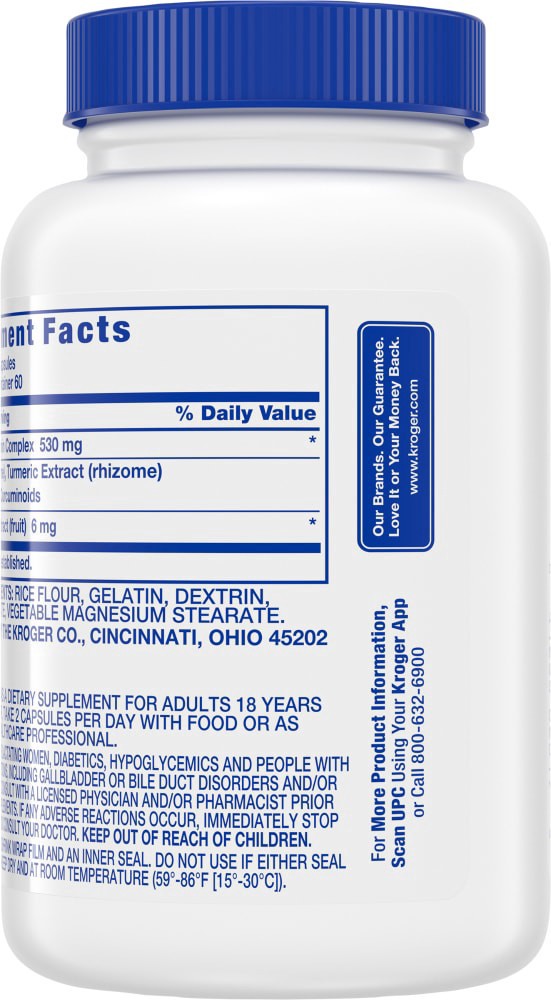slide 4 of 4, Kroger Turmeric Curcumin Complex Dietary Supplement Capsules 530Mg, 120 ct