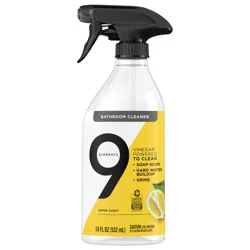 9 Elements Bathroom Cleaner, Lemon Multi Surface Shower, Tub, & Tile Cleaning Vinegar Spray, 18 oz Bottle
