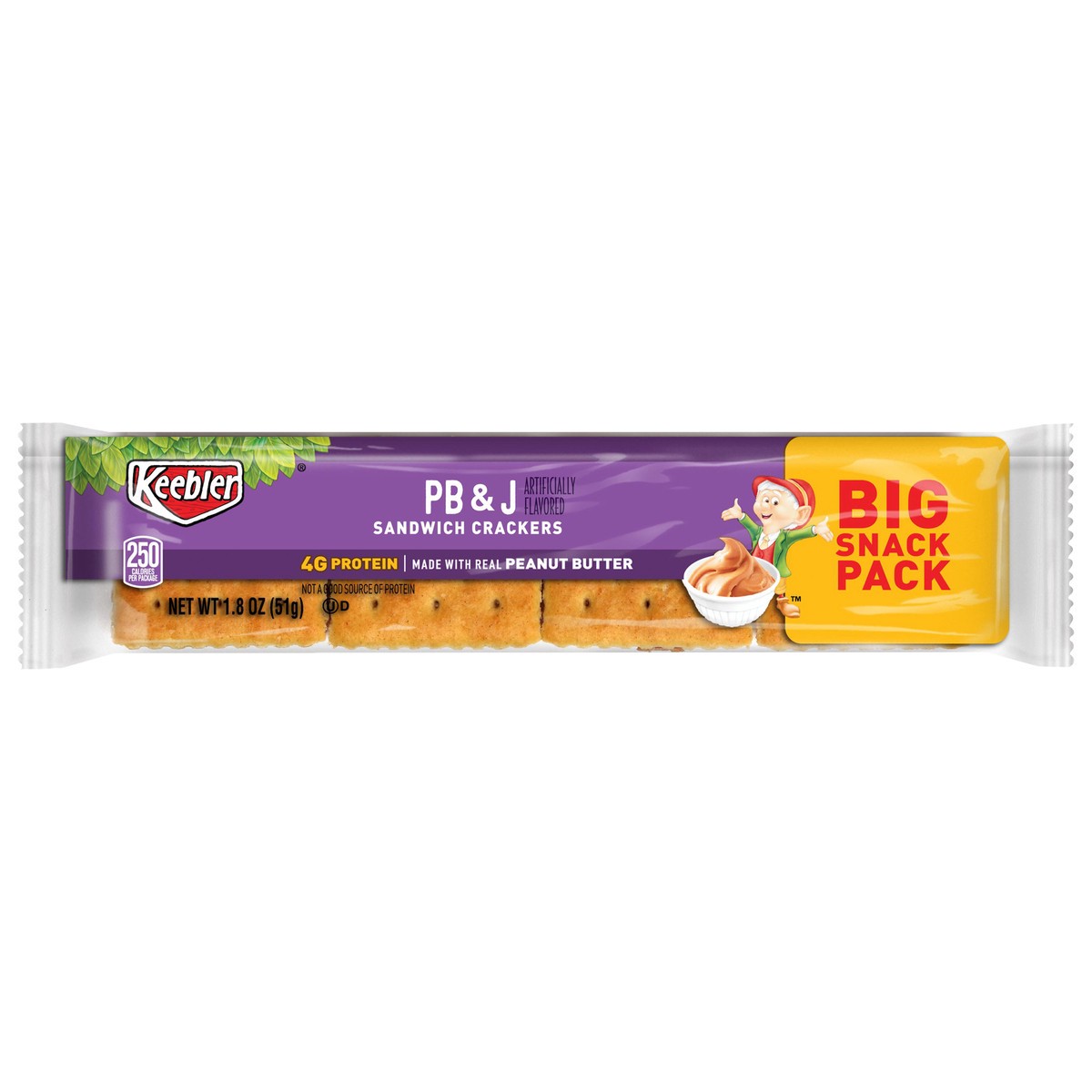 slide 1 of 7, Keebler Big Snack Pack PB & J Sandwich Crackers 1.8 oz, 1.8 oz