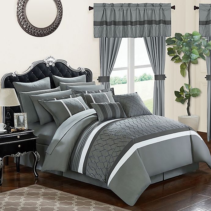 slide 1 of 5, Chic Home Molly King Comforter Set - Grey, 24 ct