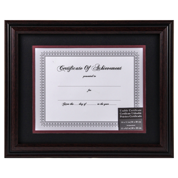 slide 1 of 1, Pinnacle Rosewood Document Frame, 14 in x 11 in