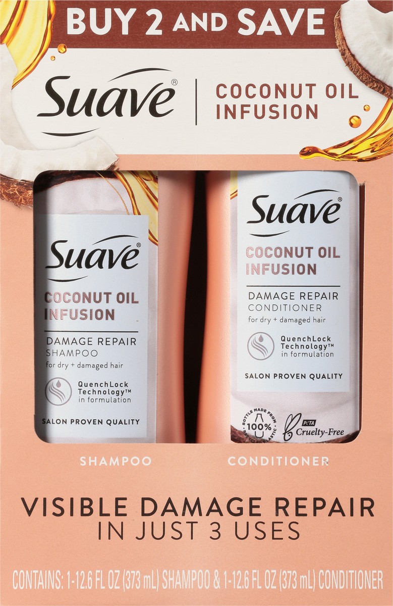 slide 5 of 12, Suave Professionals Coconut Oil Infusion Damage Repair Shampoo & Conditioner - 25.2 fl oz/2ct, 2 ct; 12.6 oz