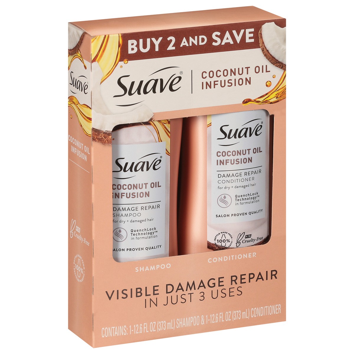 slide 7 of 12, Suave Professionals Coconut Oil Infusion Damage Repair Shampoo & Conditioner - 25.2 fl oz/2ct, 2 ct; 12.6 oz