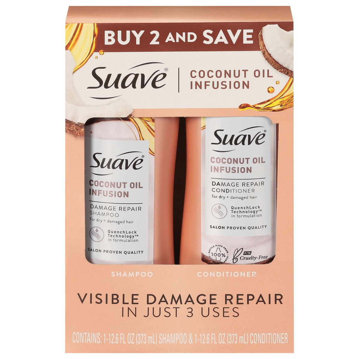 slide 1 of 12, Suave Professionals Coconut Oil Infusion Damage Repair Shampoo & Conditioner - 25.2 fl oz/2ct, 2 ct; 12.6 oz