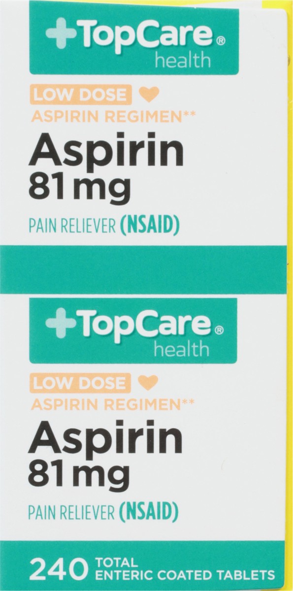 slide 8 of 9, TopCare Health 81 mg Low Dose Aspirin Twin Pack 240 Coated Tablets, 2 pk; 120 ct