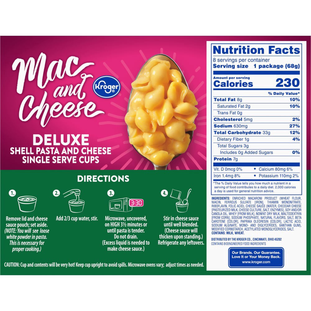 slide 2 of 2, Kroger Deluxe Shells & Cheese Microwave Cups, 8 ct / 2.39 oz