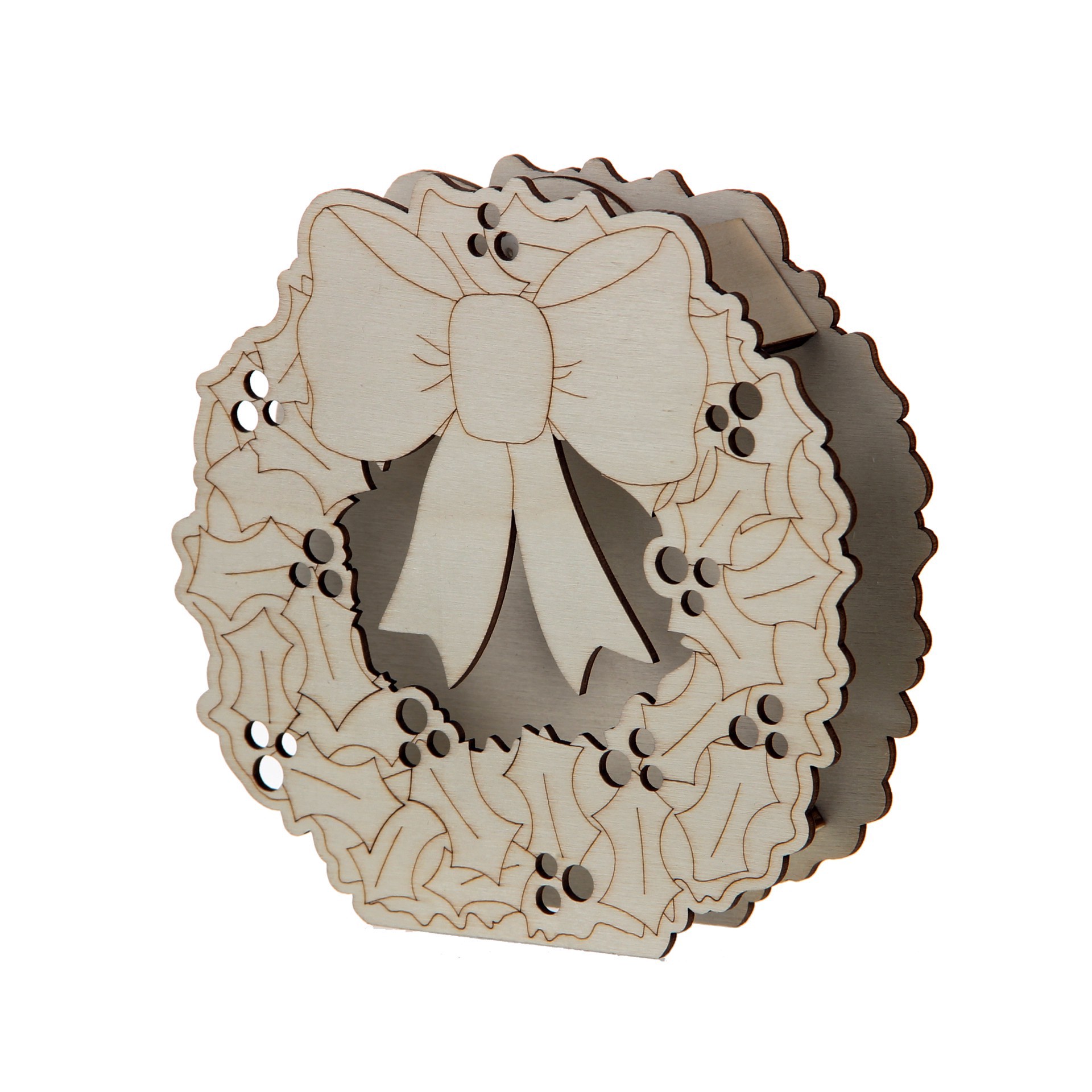 slide 2 of 3, 5.5" Diy Wreath Led Wood Decor By Make Market, 5.5 in x 1.18 in x 5.36 in