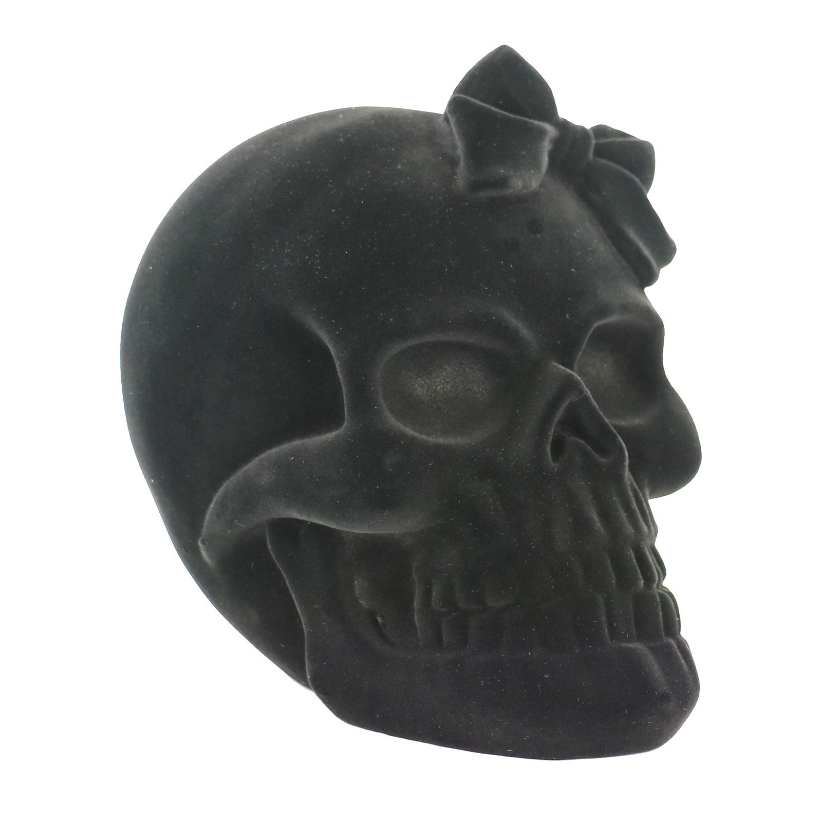 slide 2 of 4, 7.25" Black Flocked Skull Tabletop Decor By Ashland, 7.25 in