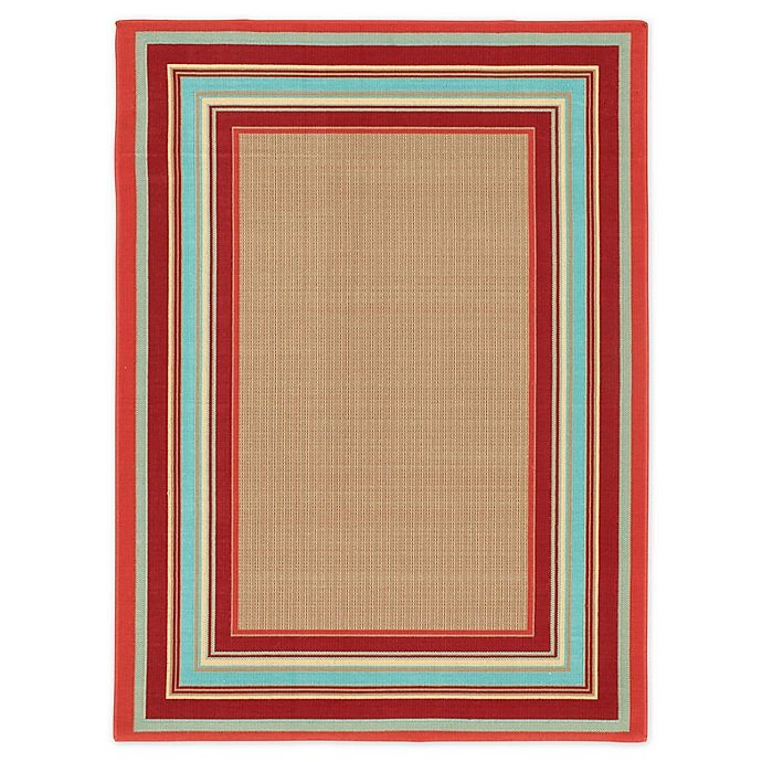 slide 1 of 6, Destination Summer Miami Border Stripe Indoor/Outdoor Area Rug - Beige Multi, 8 ft x 10 ft