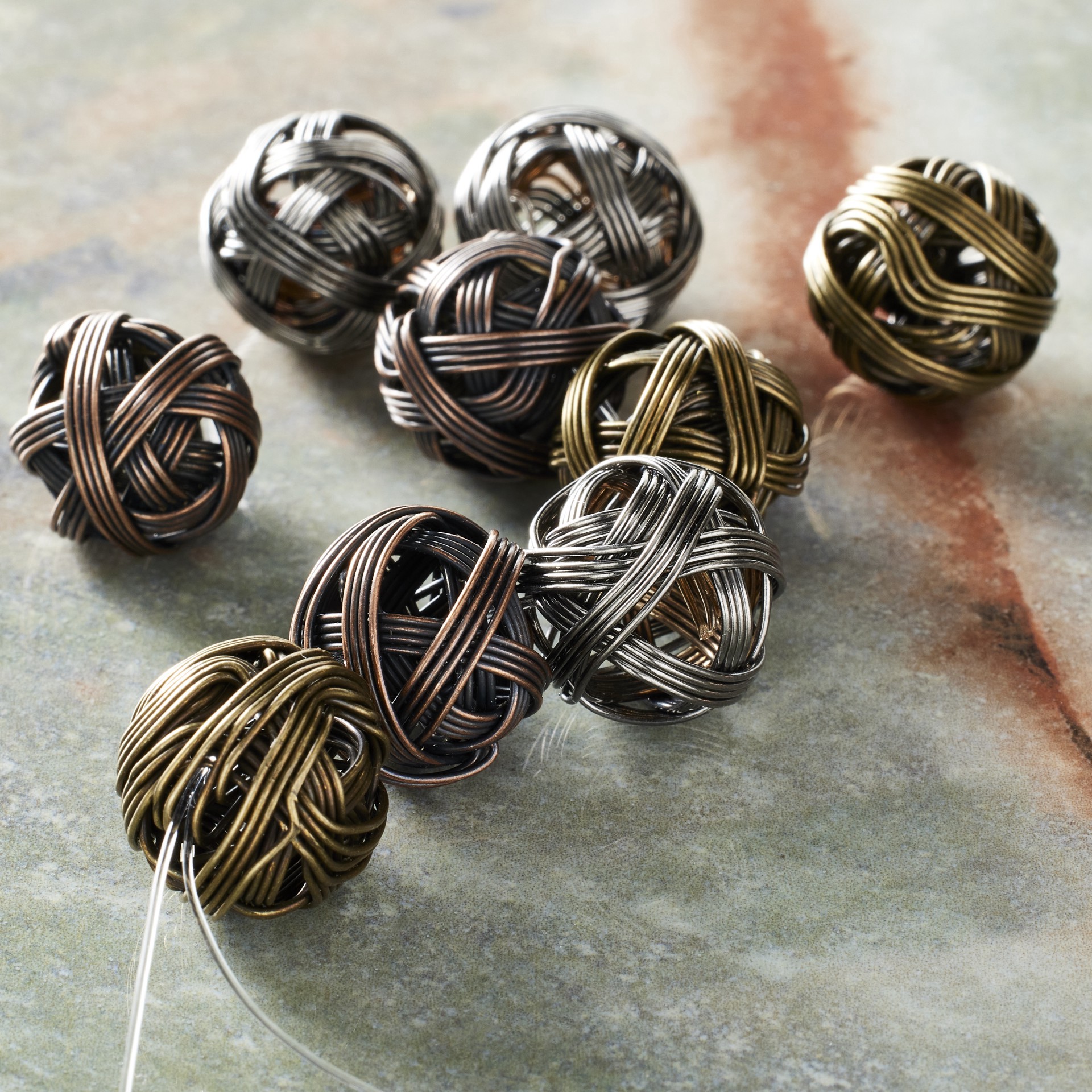 slide 2 of 3, Multicolor Wire Ball Metal Beads, 15mm By Bead Landing, 15mm