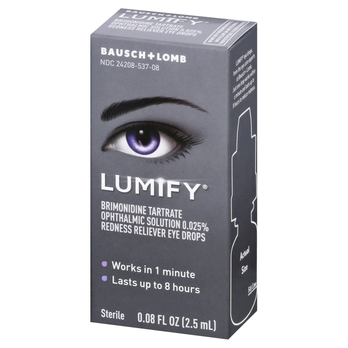 slide 8 of 9, LUMIFY Redness Reliever Eye Drops 0.08 fl oz (2.5 mL), 0.08 fl oz