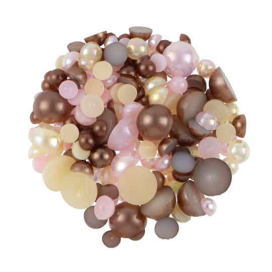 slide 1 of 2, Ivory, Pink & Brown Round Plastic Flatback Pearl Mix, 5,100ct. By Bead Landing, 100 ct