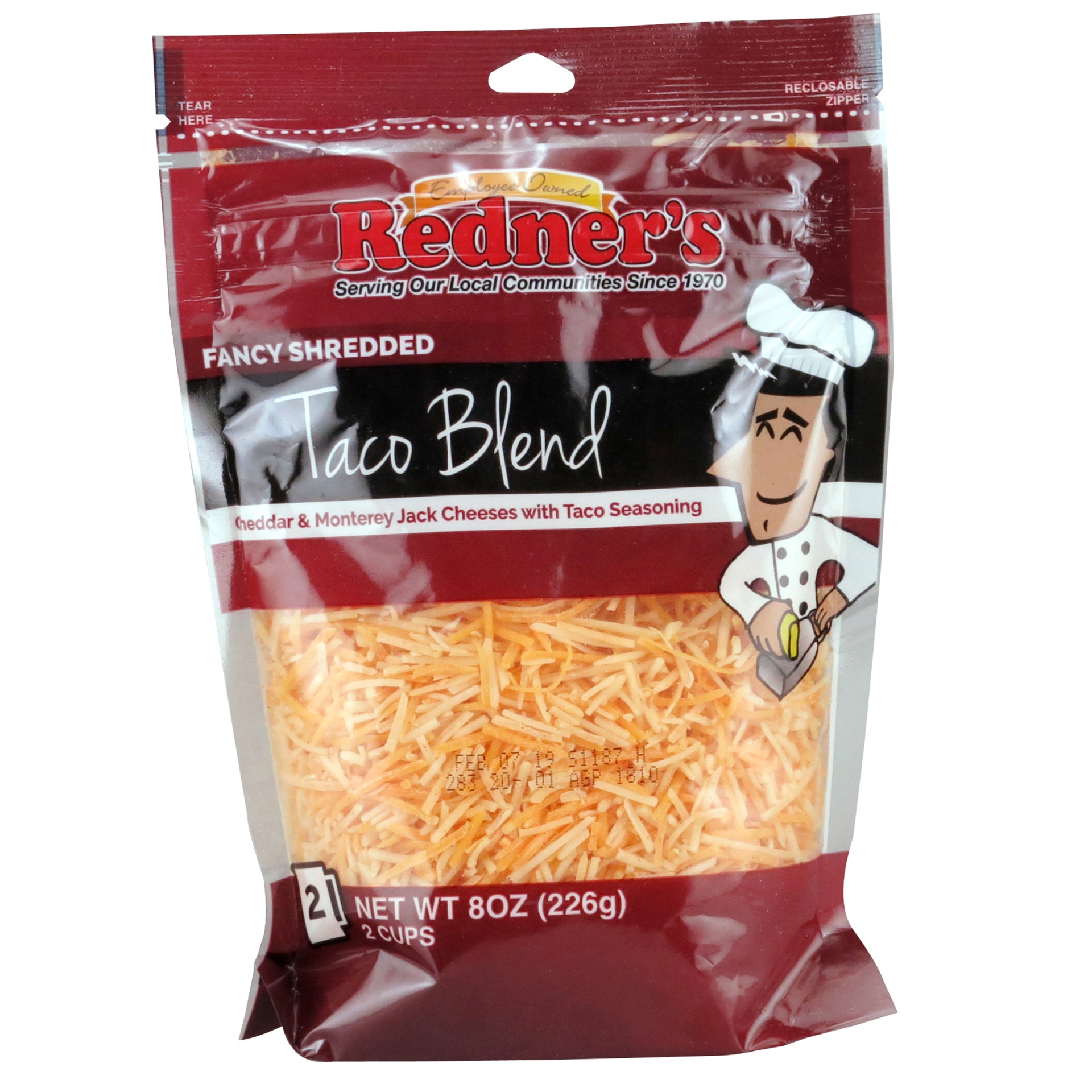 slide 1 of 1, Redner's Shredded Taco Blend, 8 oz