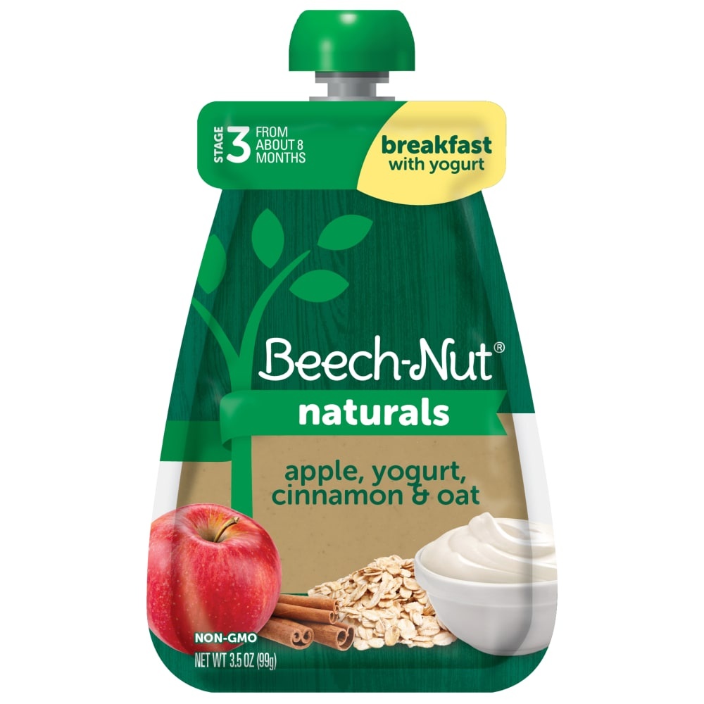 slide 1 of 1, Beech-Nut Naturals Apple Yogurt Cinnamon Oat Stage 3 Baby Food Pouch, 3.5 oz