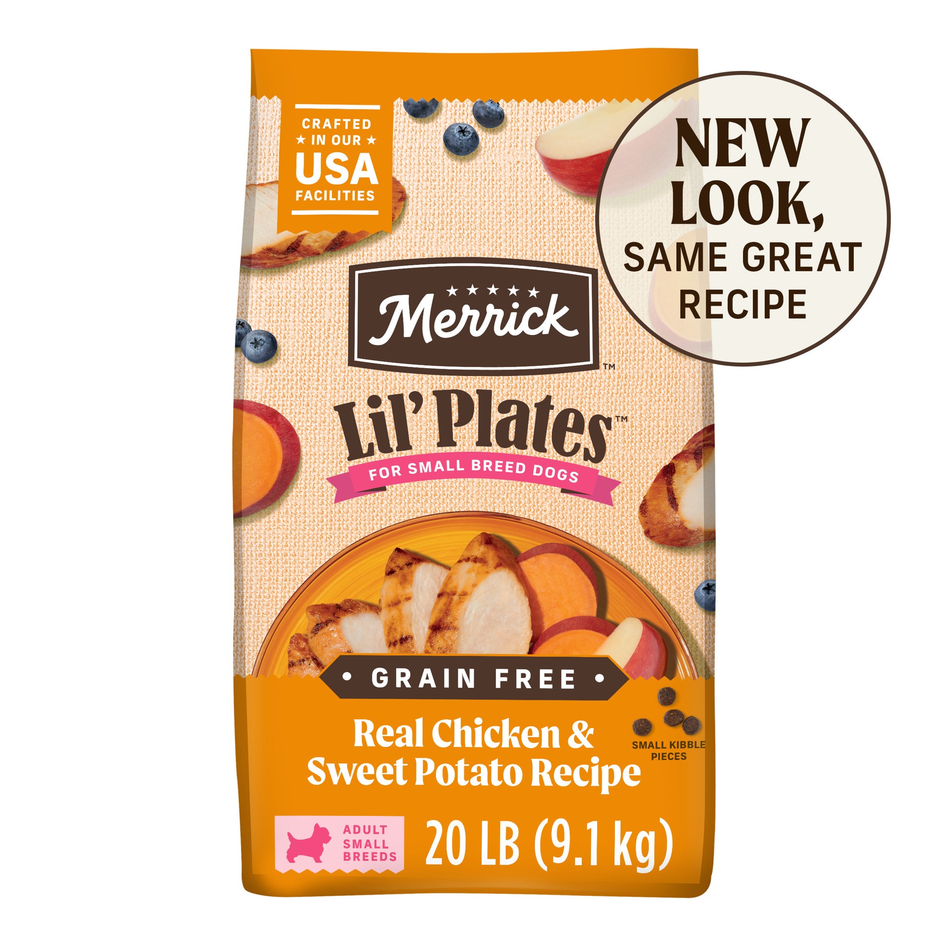 slide 1 of 9, Merrick Lil'' Plates Premium Grain Free Dry Dog Food For Small Dogs, Real Chicken And Sweet Potato Kibble, 20 lb