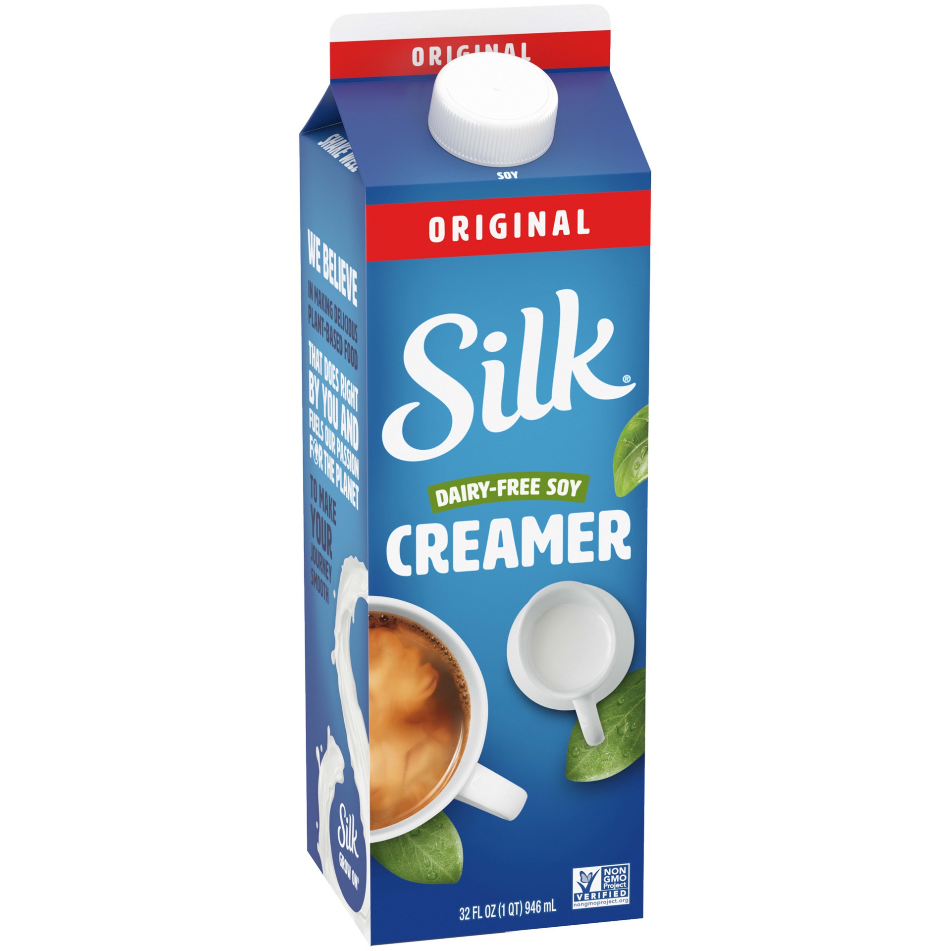 slide 5 of 5, Silk Soy Creamer, Original, Smooth, Lusciously Creamy Dairy Free and Gluten Free Creamer From the #1 Brand of Plant Based Creamers, 32 FL OZ Carton, 32 fl oz