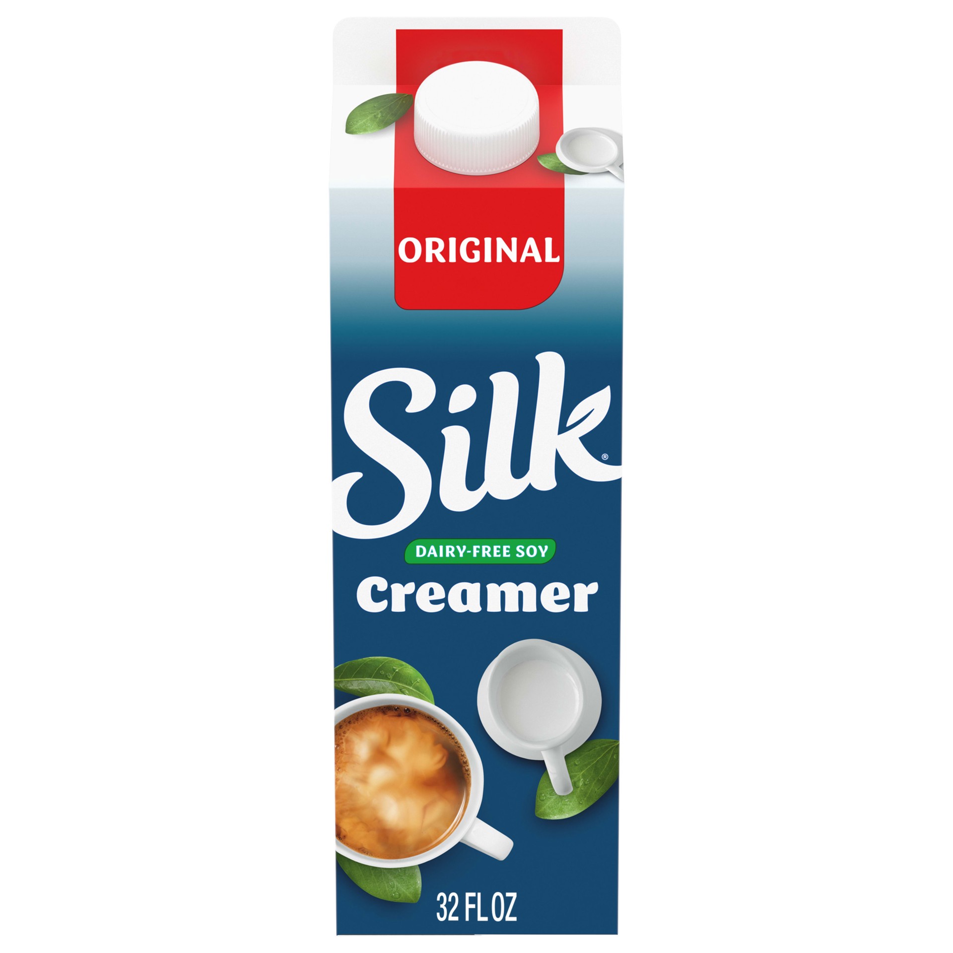 slide 1 of 5, Silk Soy Creamer, Original, Smooth, Lusciously Creamy Dairy Free and Gluten Free Creamer From the #1 Brand of Plant Based Creamers, 32 FL OZ Carton, 32 fl oz