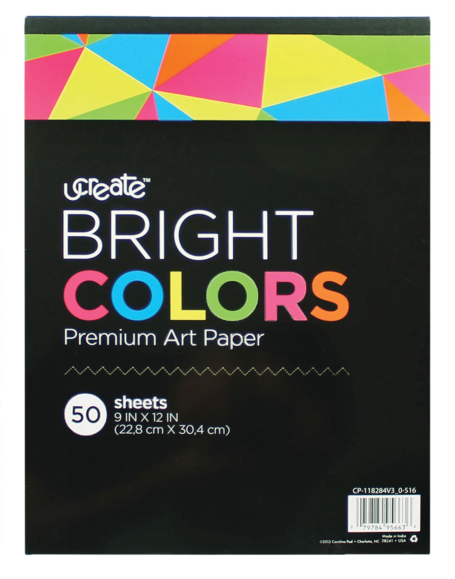 slide 1 of 2, U-Create Premium Neon Construction Paper, 5 Assorted Colors, 9" x 12", 50 Sheets, 50 pc