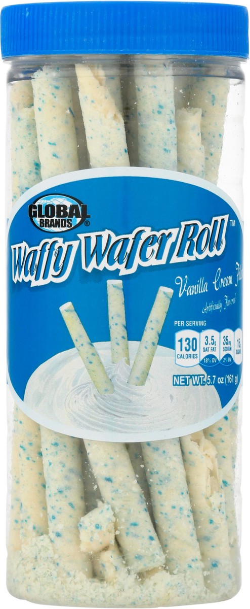 slide 4 of 9, Global Brands Vanilla Cream Filled Waffy Wafer Roll 5.7 oz, 5.7 oz