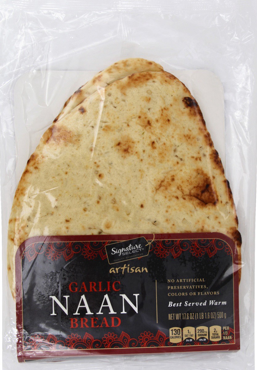 slide 3 of 5, Signature Kitchens Signature SELECT Garlic Flat Bread Naan - 17.6 Oz, 17.6 oz
