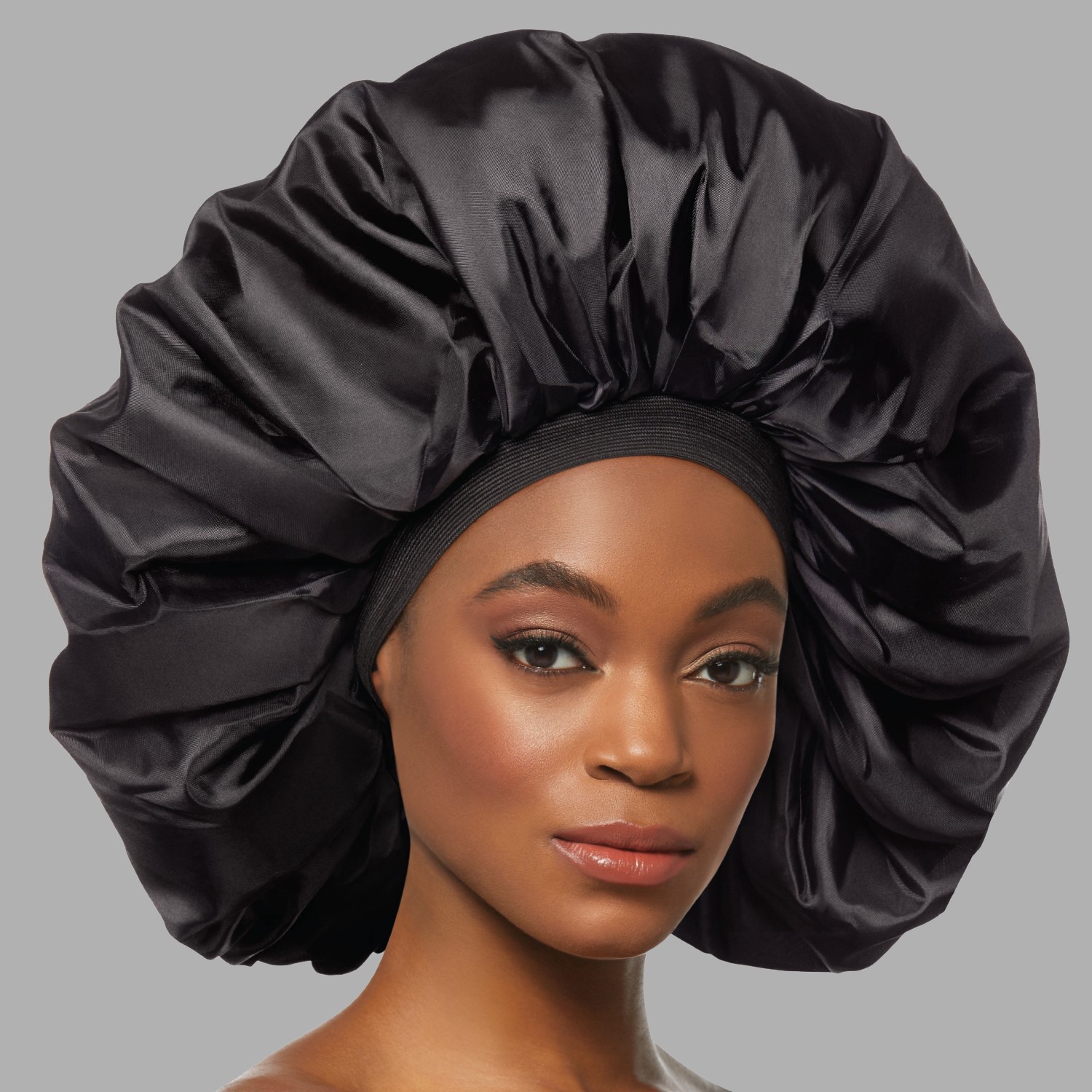 slide 2 of 5, KISS COLORS & CARE KISS Silky Satin Day & Night Bonnet Cap Super Jumbo, Black, 1 Count, 1 ct