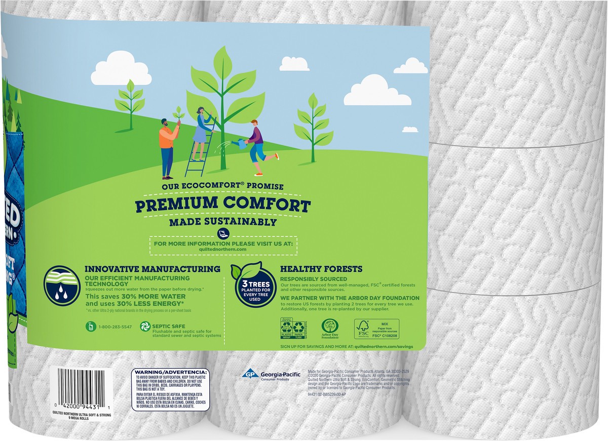 slide 3 of 4, Quilted Northern Ultra Soft & Strong 2-Ply Mega Rolls Unscented Bathroom Tissue 9 ea, 9 ct