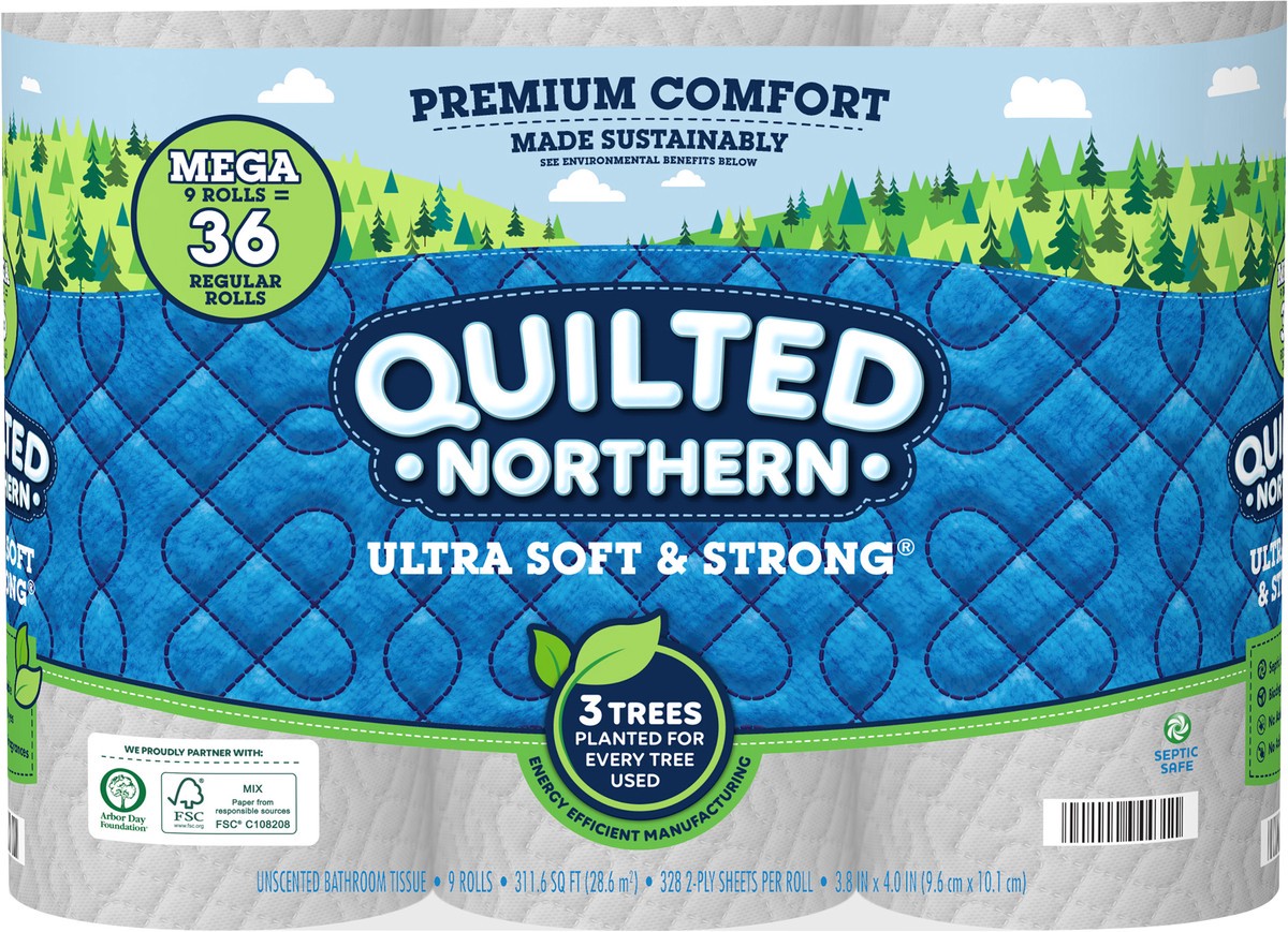 slide 4 of 4, Quilted Northern Ultra Soft & Strong 2-Ply Mega Rolls Unscented Bathroom Tissue 9 ea, 9 ct