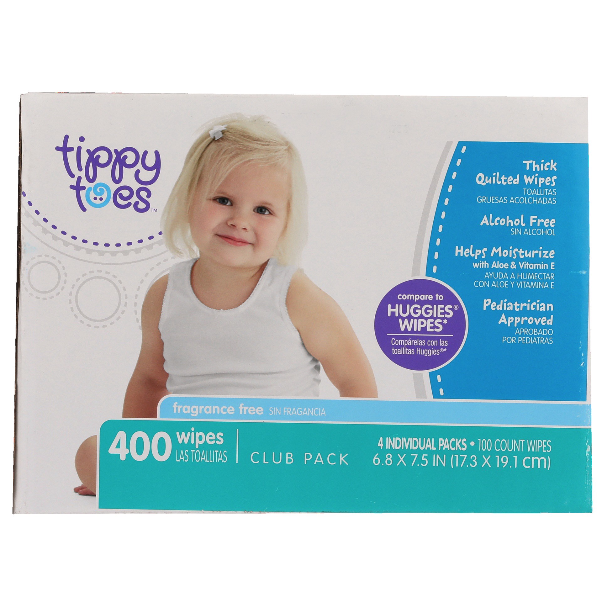 slide 2 of 6, Tippy Toes Baby Wipes Unscented Club Pack, 400 ct