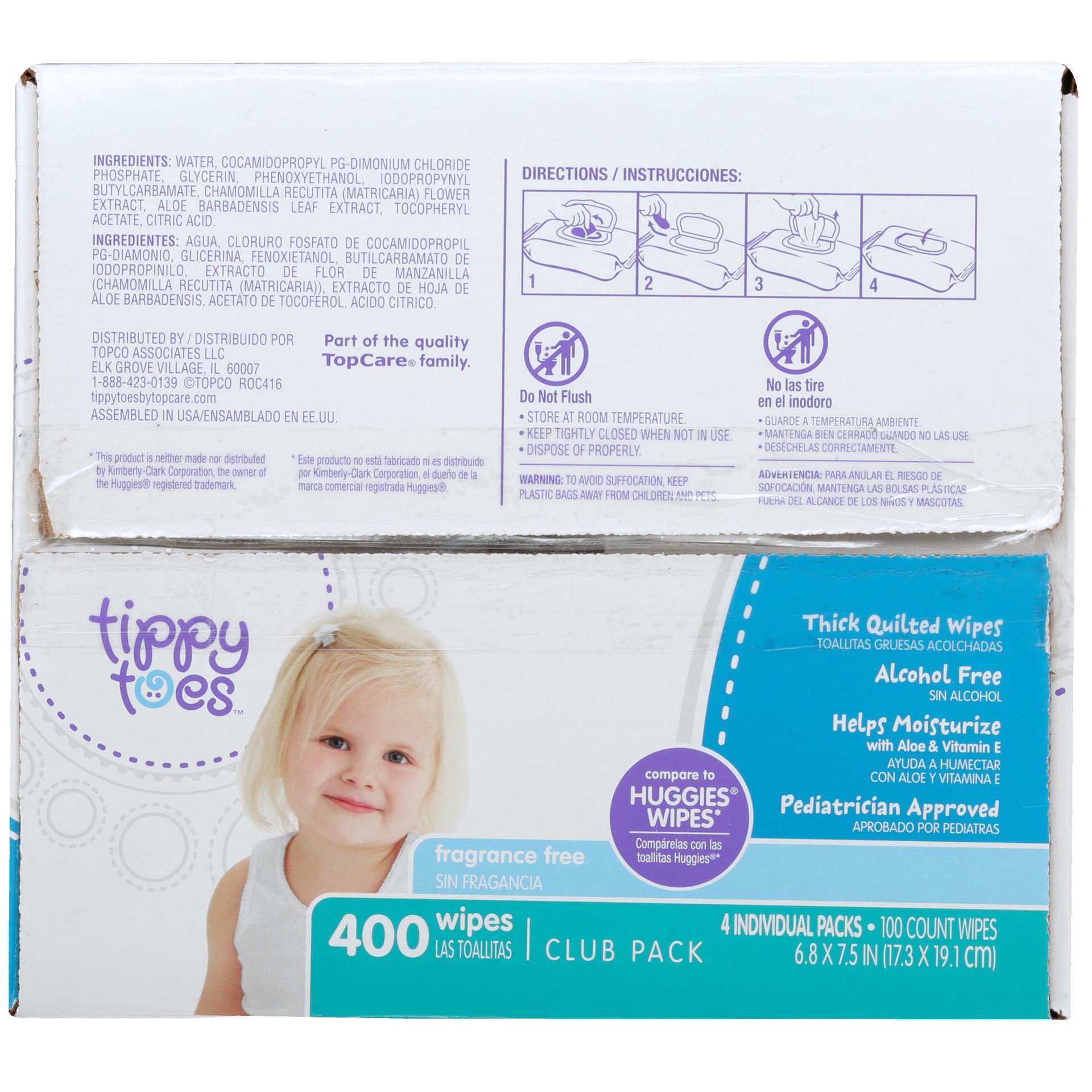 slide 4 of 6, Tippy Toes Baby Wipes Unscented Club Pack, 400 ct