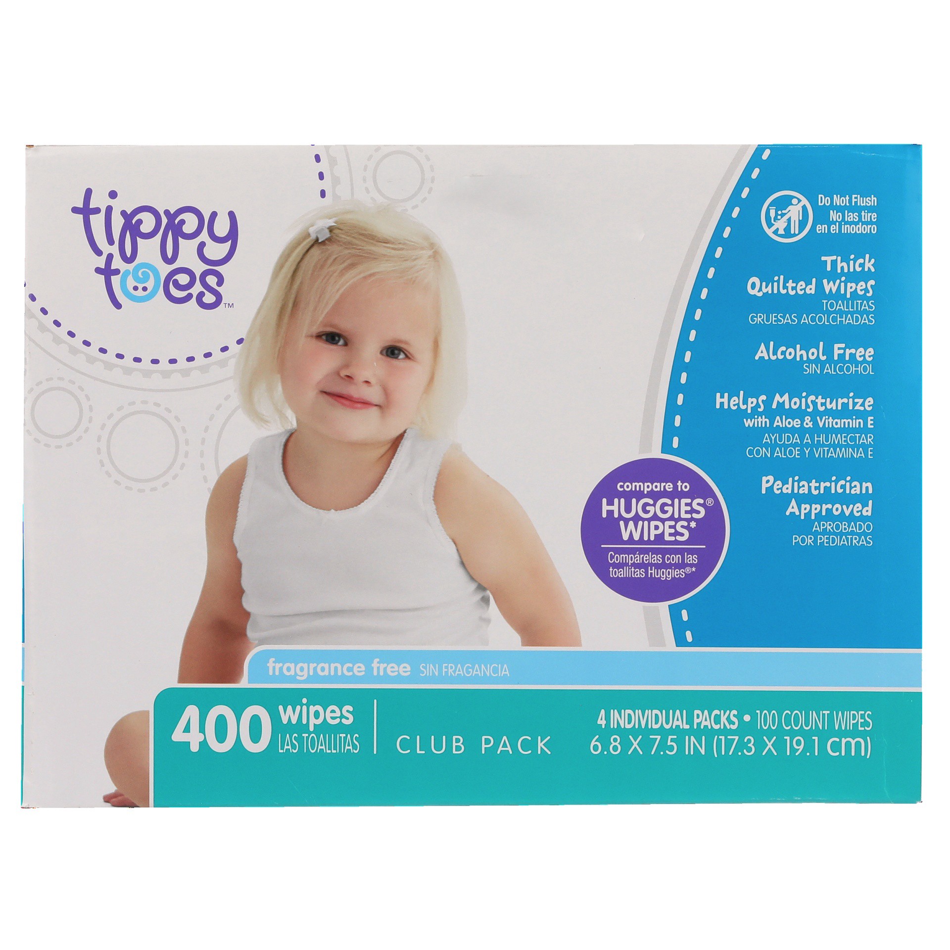 slide 1 of 6, Tippy Toes Baby Wipes Unscented Club Pack, 400 ct