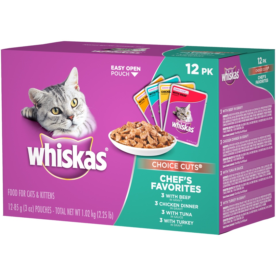 slide 3 of 9, Whiskas Chef Choice Cut Variety Cat Food, 10 ct