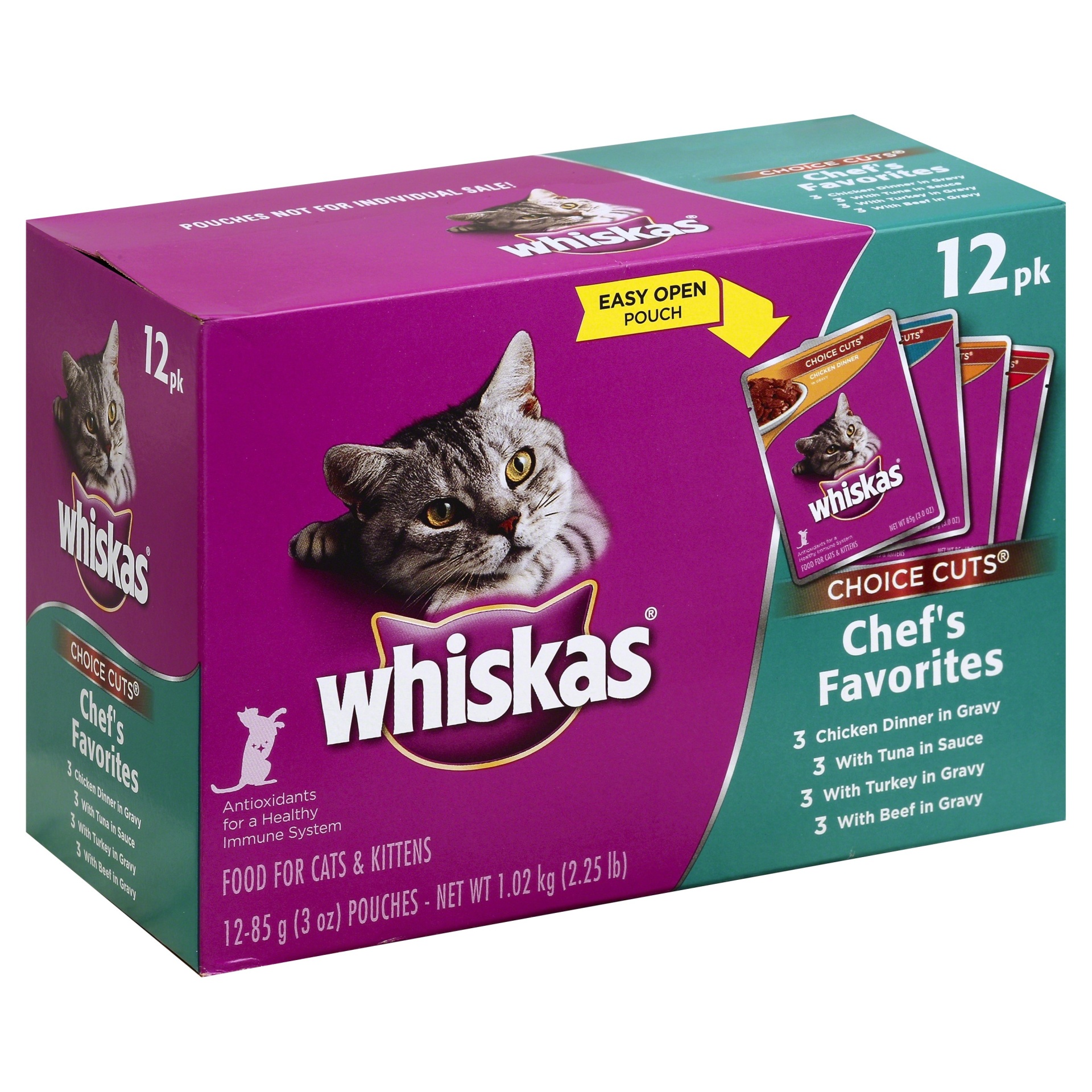 slide 1 of 9, Whiskas Chef Choice Cut Variety Cat Food, 10 ct