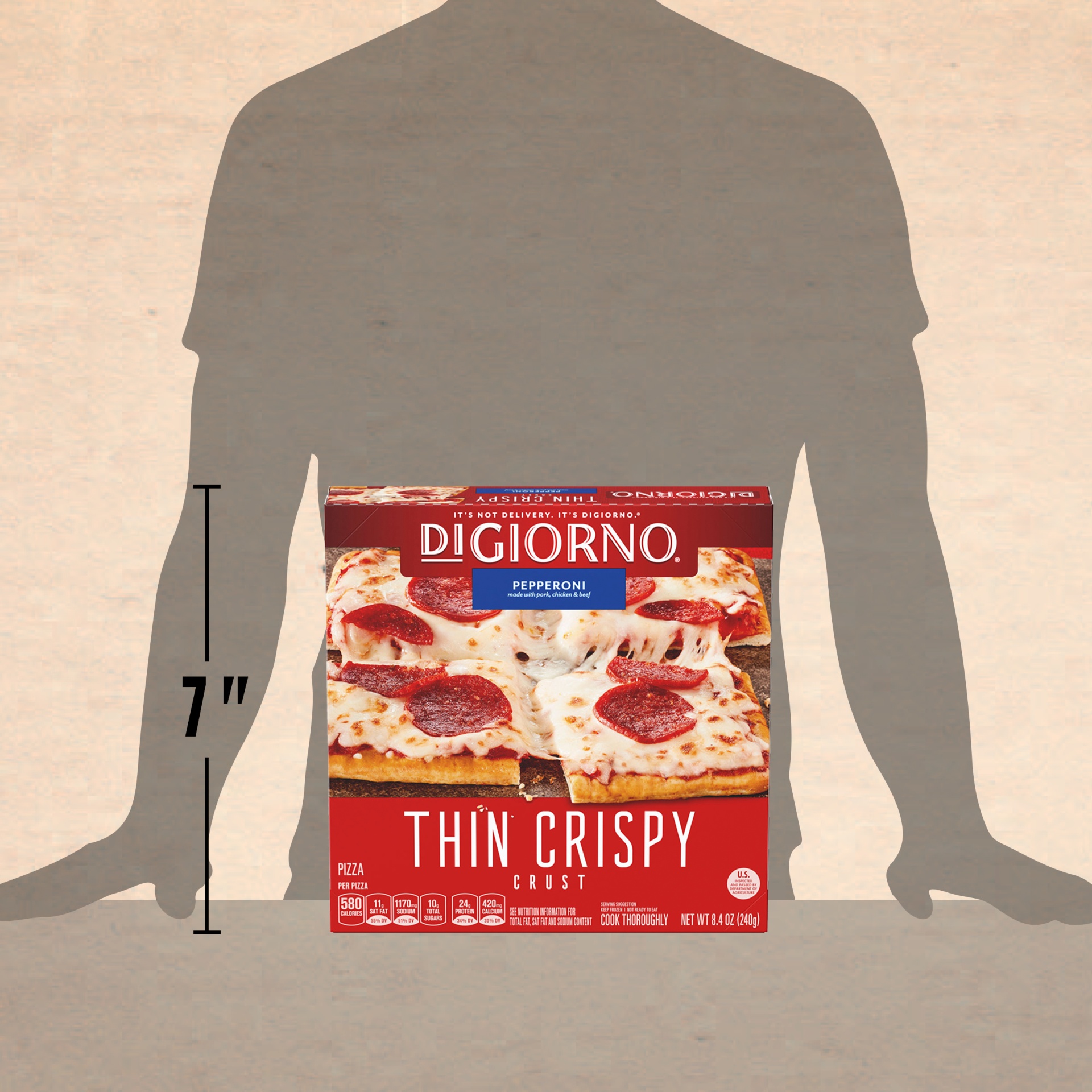slide 4 of 6, DIGIORNO Frozen Pepperoni Personal Pizza on a Thin Crispy Crust, 14 oz