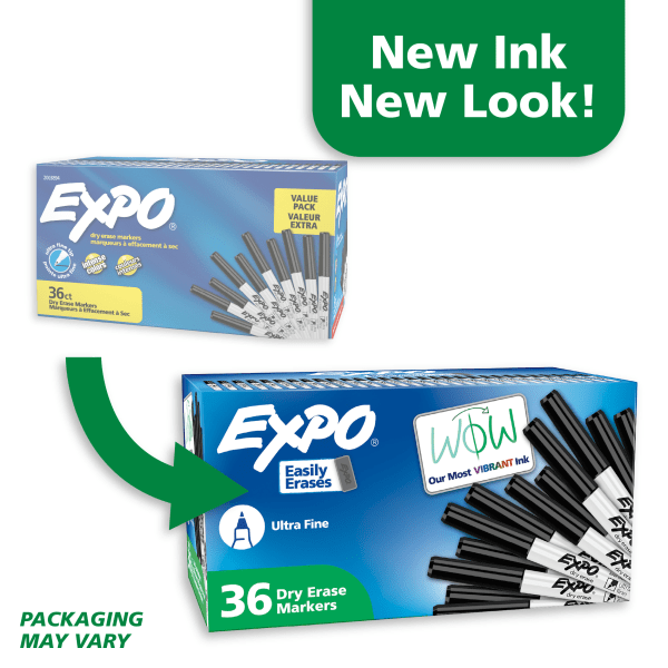 slide 3 of 7, EXPO Dry Erase Markers, Low Odor Ink, Black, Ultra Fine Tip, 36 Count, 36 ct