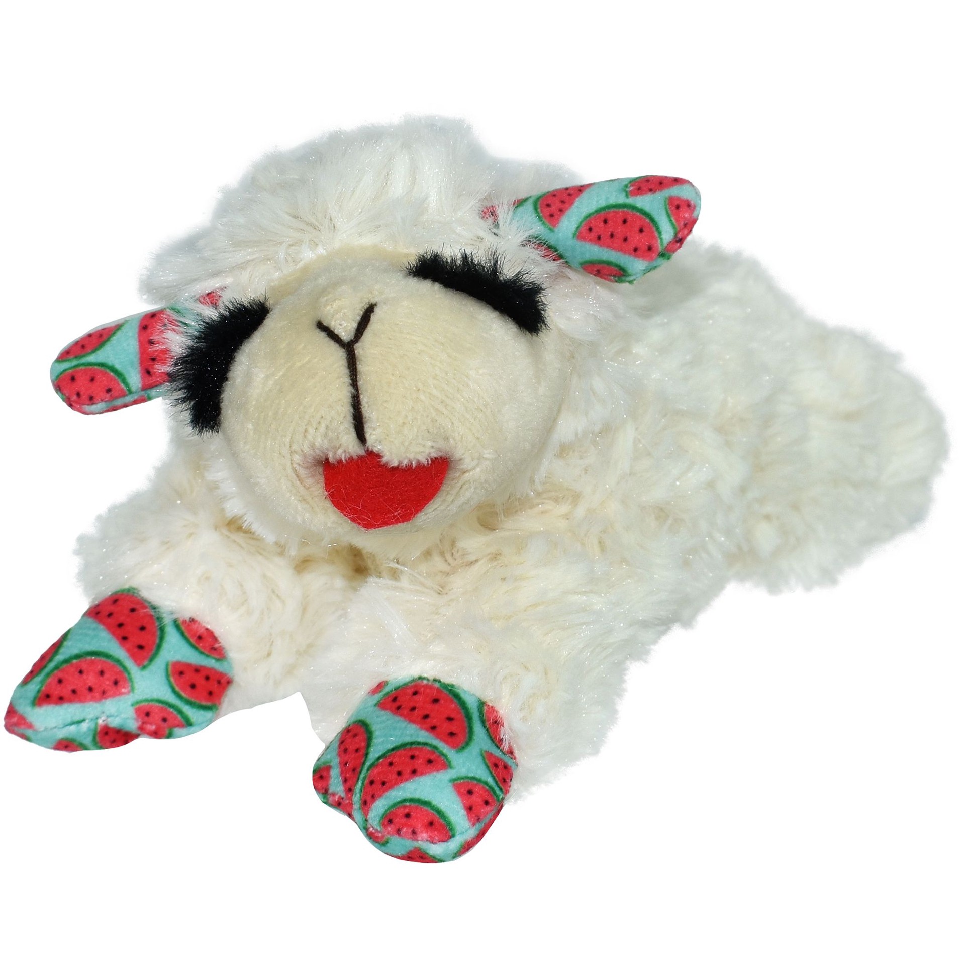 slide 1 of 1, Multipet Summer Watermelon Patterned Lamb Chop Dog Toy, 1 ct