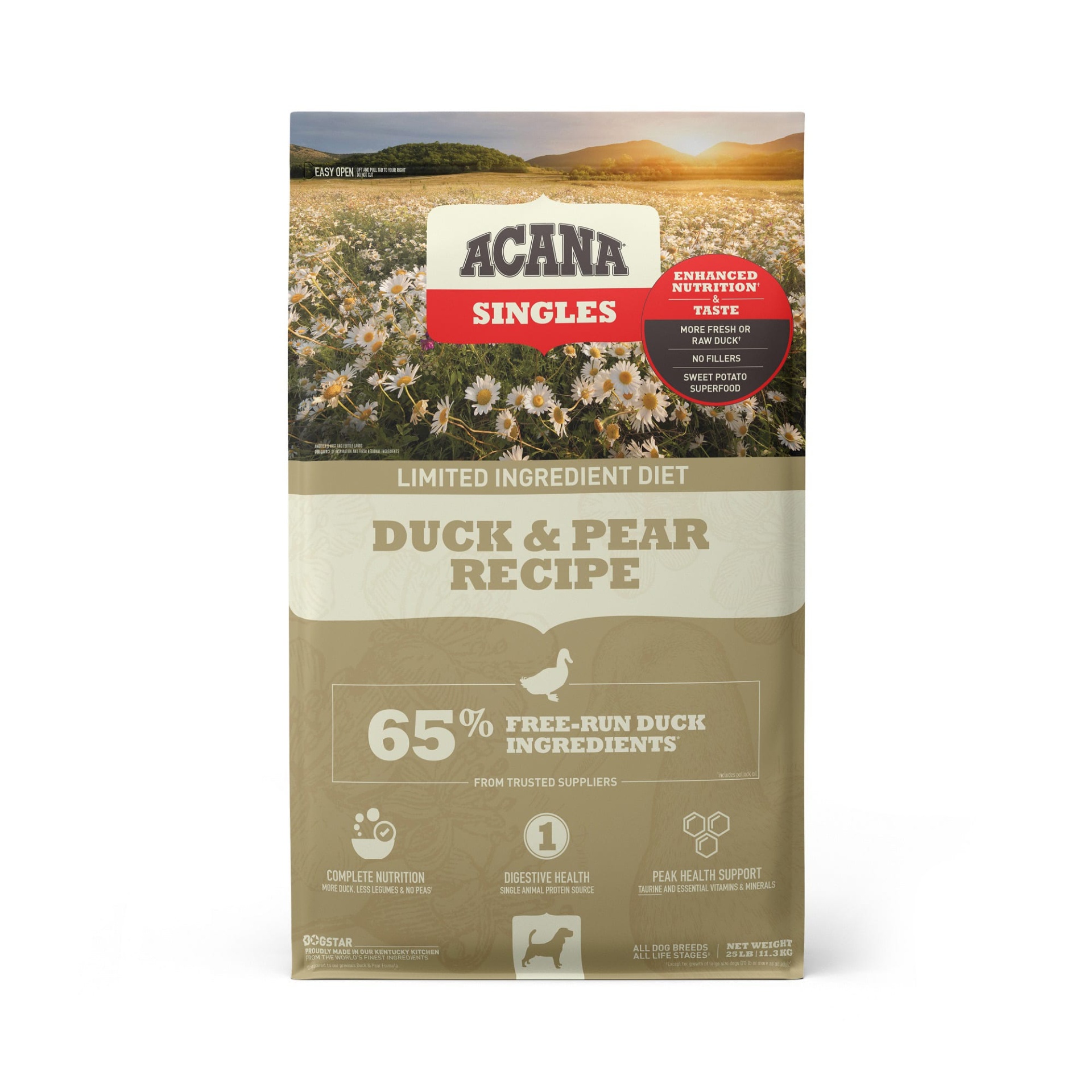 slide 1 of 1, ACANA Singles Duck & Pear Recipe Dry Dog Food, 25 lb