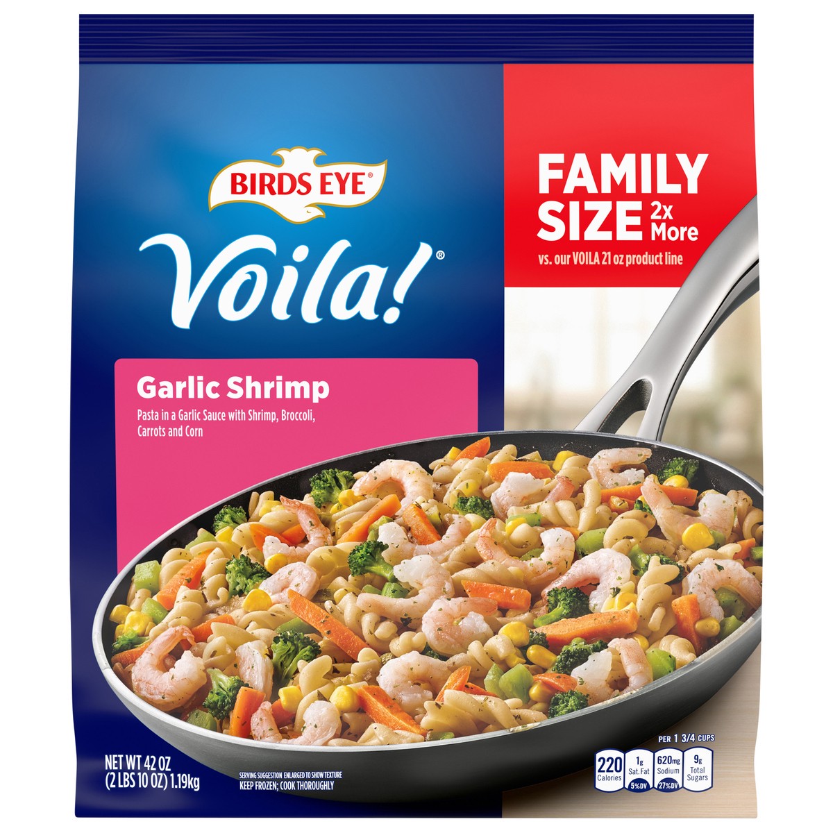 slide 1 of 8, Birds Eye Voila! Garlic Shrimp Family Size 42 oz, 42 oz