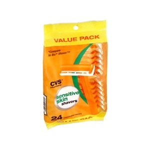 slide 1 of 1, CVS Pharmacy Sensitive Skin Shavers Value Pack, 24 ct