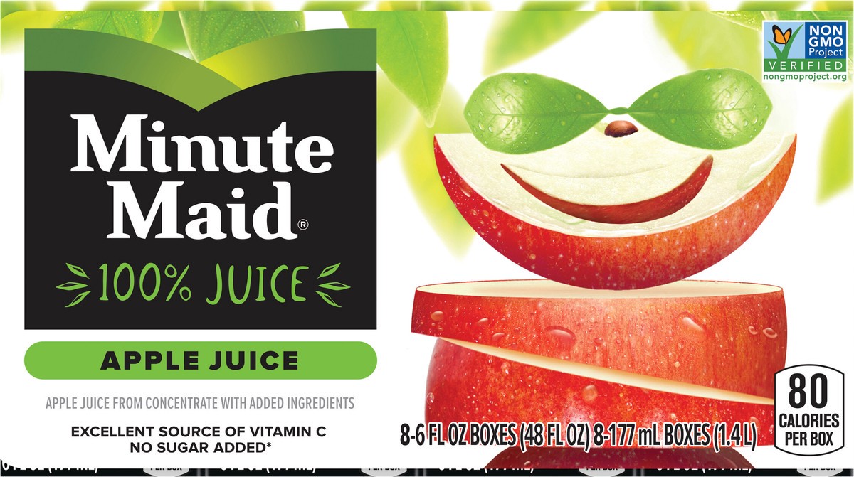 slide 3 of 9, Minute Maid Apple Juice Cartons, 6 fl oz, 8 Pack, 8 ct